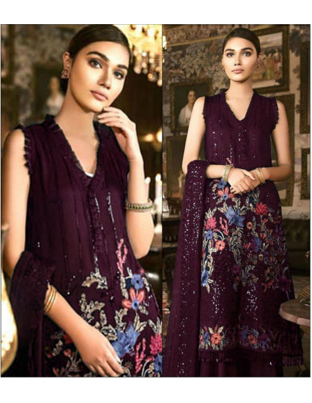 3 Pcs Women's Unstitched Embroidered Suit