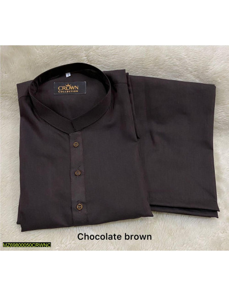 2 Pcs Men's Stitched Wash And Wear Plain Suit