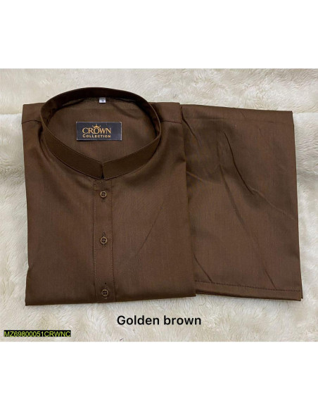 2 Pcs Men's Stitched Wash And Wear Plain Suit