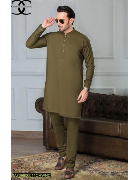 2 Pcs Mens Stitched Wash And Wear Plain Suit