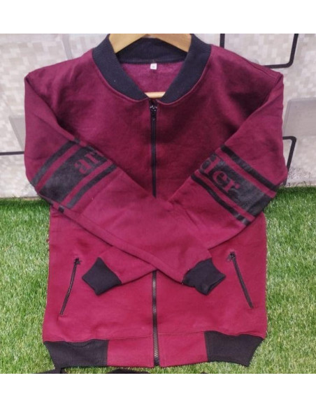 Men's Maroon Polyester Plain Collared Jacket - 1 Pc
