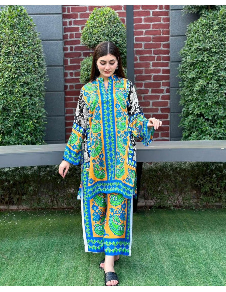Printed to 2PCs Ladies shirt and trouser