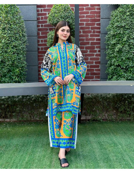 Printed to 2PCs Ladies shirt and trouser