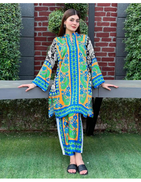 Printed to 2PCs Ladies shirt and trouser