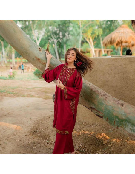 Stitched linen embroidered shirt and trouser