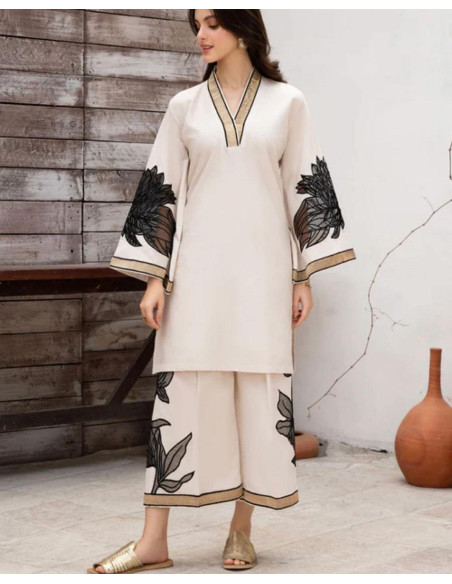 Embroidered lilen shirt and trouser