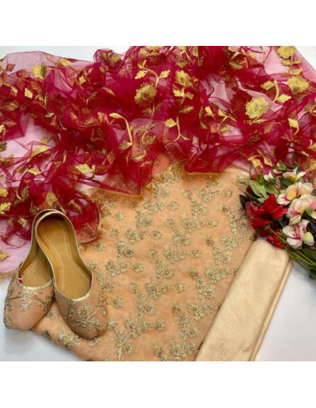 4 Pcs Women's Unstitched Chiffon...