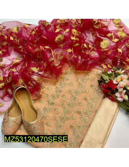 4 Pcs Women's Unstitched Chiffon...