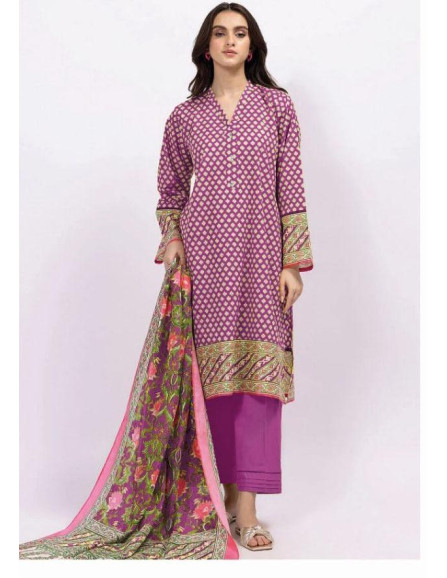 3 pcs women's  khaddar printed suit 