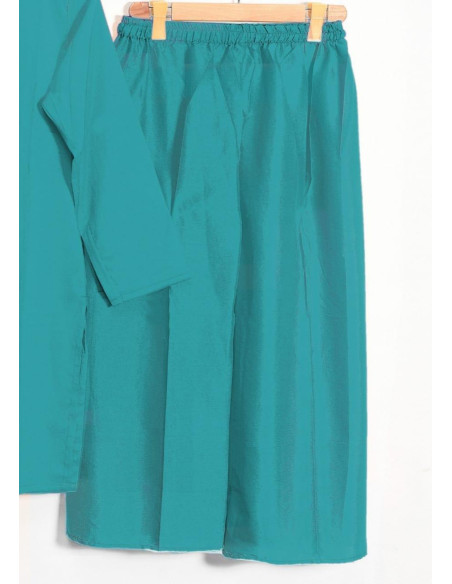 Elegant Women's Stitched Suit in Turquoise - 3 Pcs with Printed Dupatta