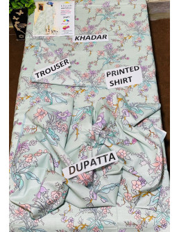 Trendy printed khadar suit...