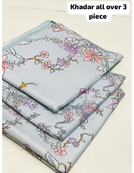 Trendy printed khadar suit 3 pcs
