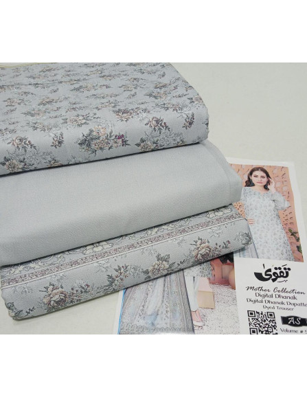 Elegant Grey Digital Print Suit - 3...