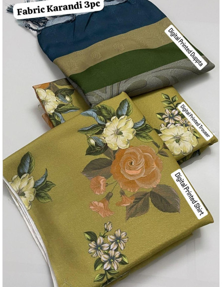 Elegantly Printed Karandi Suit Set in...