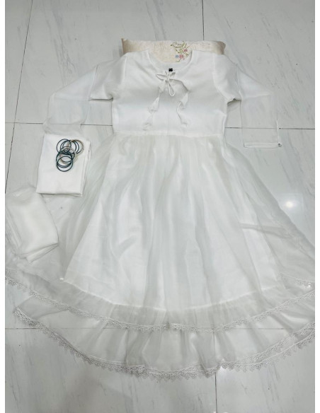 3 Pcs 2 Layered Women's Stitched Chiifon Flare Maxi