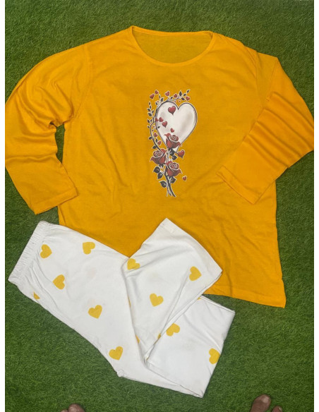 2 Pcs Women's Stitched Printed Night Suit