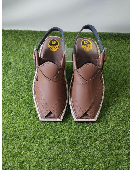 Men's Leather Plain Peshawari Chappal