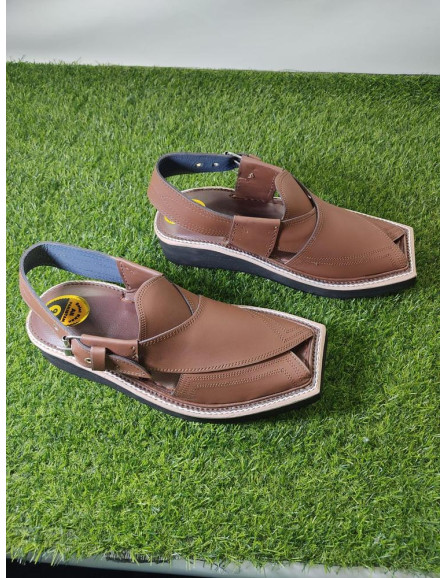 Men's Leather Plain Peshawari Chappal