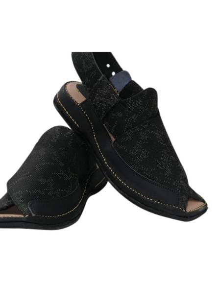 Men's Leather Textured Peshawari Chappal