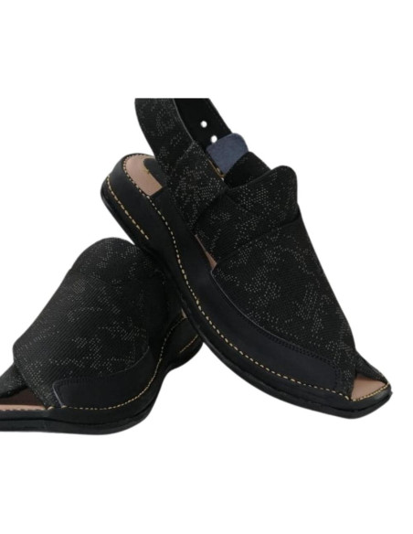 Men's Leather Textured Peshawari Chappal