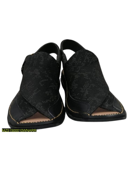 Men's Leather Textured Peshawari Chappal