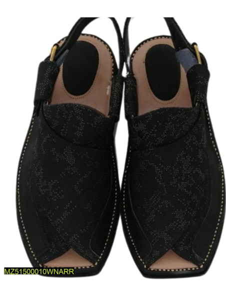 Men's Leather Textured Peshawari Chappal