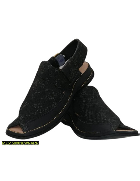 Men's Leather Textured Peshawari Chappal