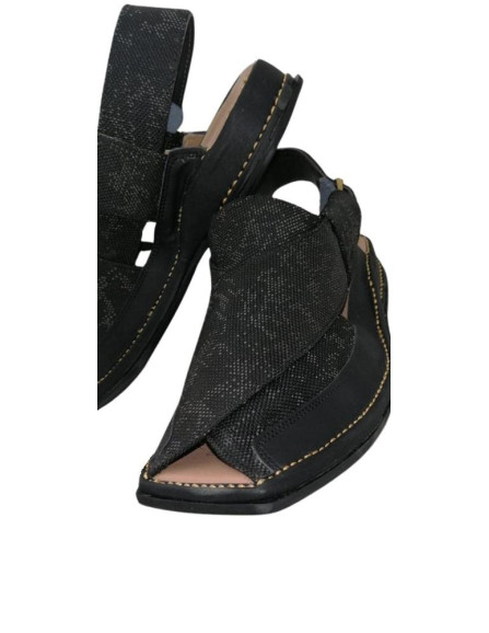 Men's Leather Textured Peshawari Chappal