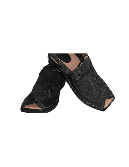 Men's Leather Textured Peshawari Chappal