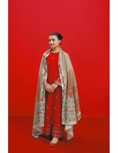 3 Pcs Women's Unstitched Embroidered Suit