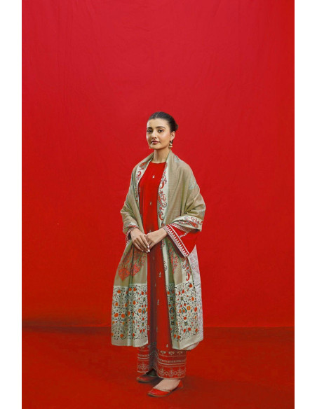 3 Pcs Women's Unstitched Embroidered Suit