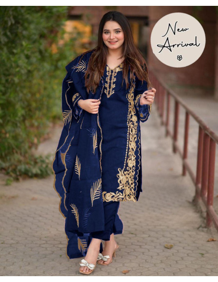 Stylish Organza Embroidered Suit Set...