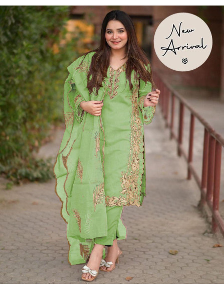 Stylish Organza Embroidered Suit Set...