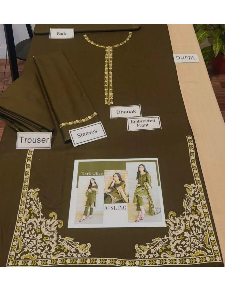 3 Pcs Women's Unstitched Embroidered...