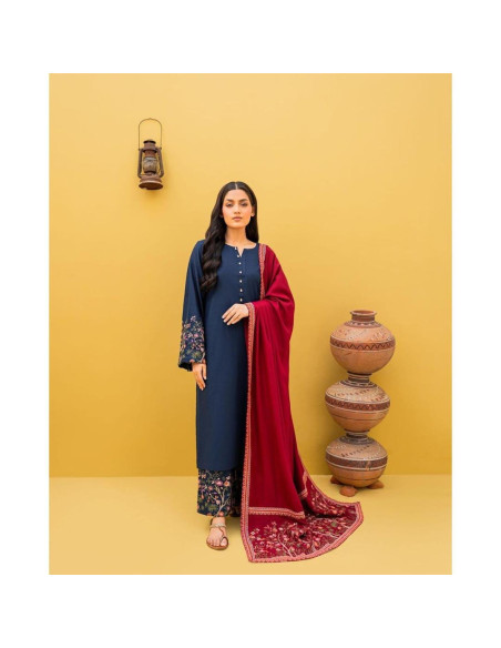 3 Pcs Women's Unstitched Embroidered Suit