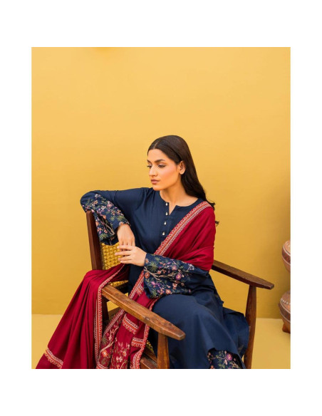 3 Pcs Women's Unstitched Embroidered Suit