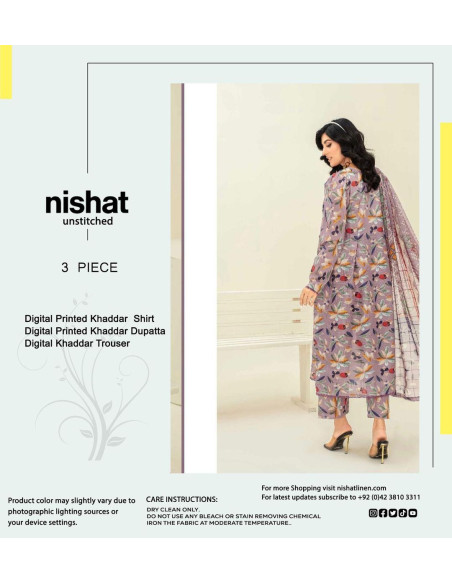 Stunning Pink Digital Print Suit - 3 Pcs Khaddar Ensemble