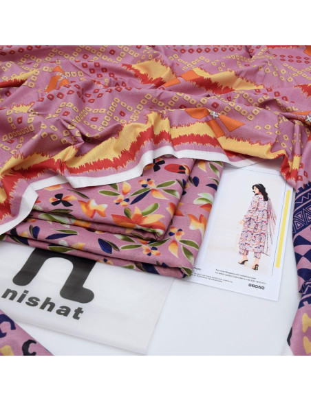 Stunning Pink Digital Print Suit - 3 Pcs Khaddar Ensemble