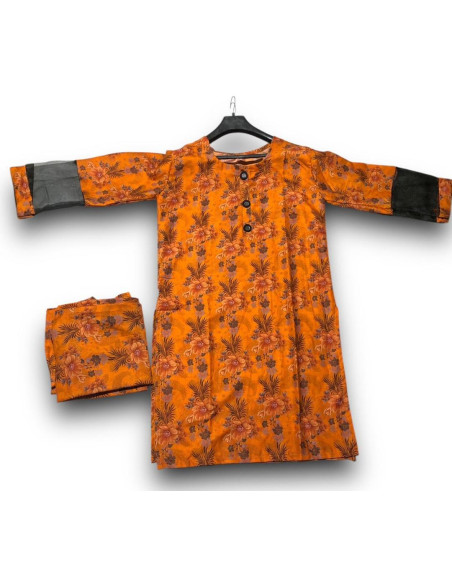 2 Pcs Women's Stitched Printed Shirt And Trouser