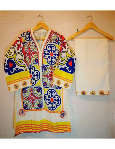 2 Pcs Women's Stitched Digital Print Shirt And Trouser