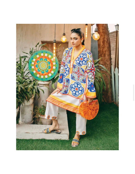 2 Pcs Women's Stitched Digital Print...