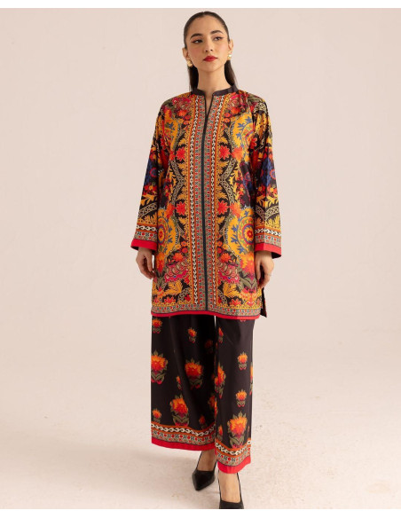 Multicolor Printed Shirt And Trouser Set - 2 Pcs Women's Stitched Fashion
