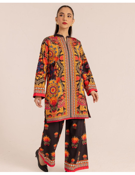 Multicolor Printed Shirt And Trouser Set - 2 Pcs Women's Stitched Fashion