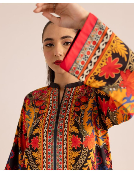 Multicolor Printed Shirt And Trouser Set - 2 Pcs Women's Stitched Fashion