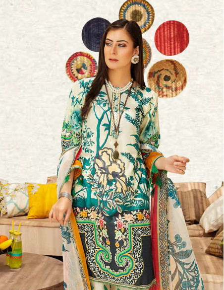 Arham Textile Palwasha Volume 07 Embroidered Antique White Lawn Unstitched 3 piece