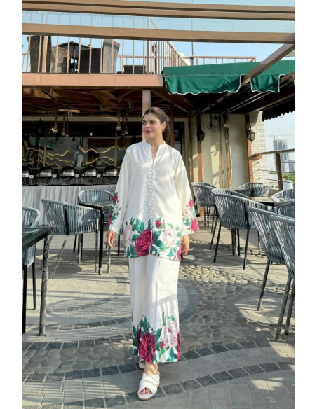 Stylish Women's Stitched Shirt And Trouser Set - Printed Design - 2 Pcs