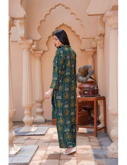 Chic Women's Stitched Printed Linen...