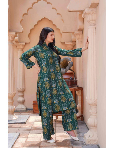 Chic Women's Stitched Printed Linen...