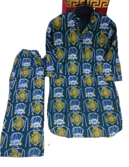 Chic Women's Stitched Printed Linen Shirt and Trouser Set..