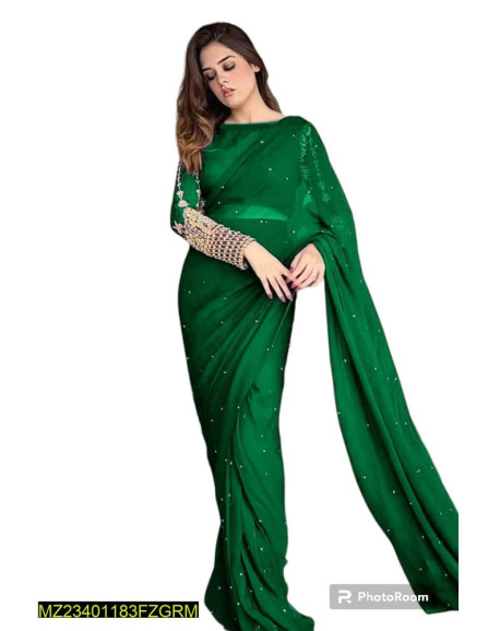 Women's Stitched Chiffon Embroidered...